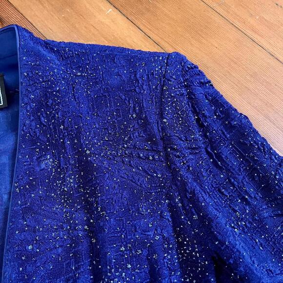 Alex Evenings Vintage 80s Women's Blue Sparkle Jacket & Tank Set, Size S Petite - Picture 4 of 7